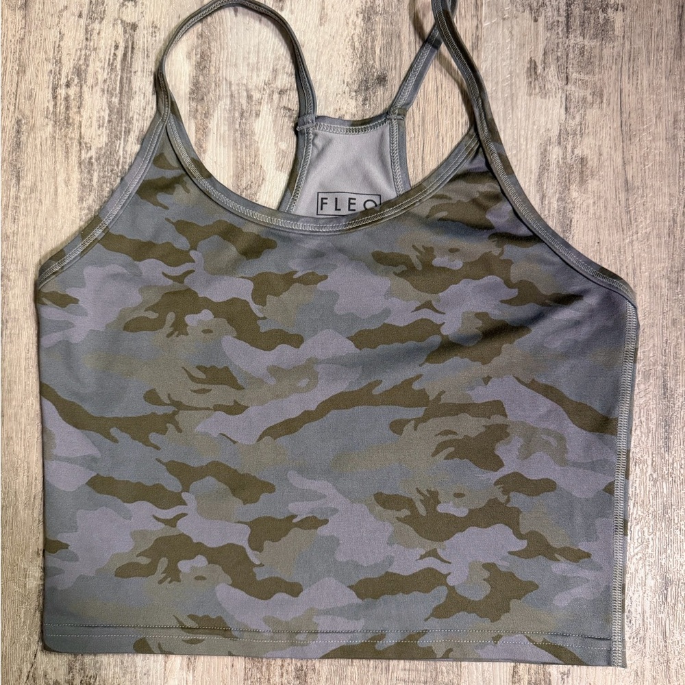Fleo Switch It Up Racerback Crop Top - Light Gray Size Small